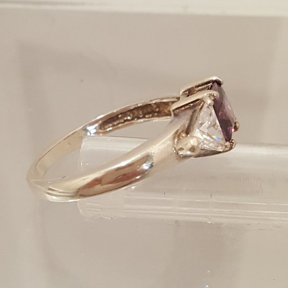 Amethyst and CZ Sterling Ring 8.5 - Picture 3 of 6